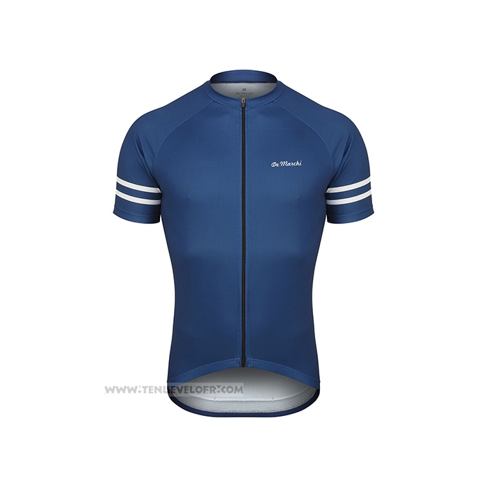 2021 Maillot Cyclisme de Marchi Fonce Bleu Manches Courtes et Cuissard